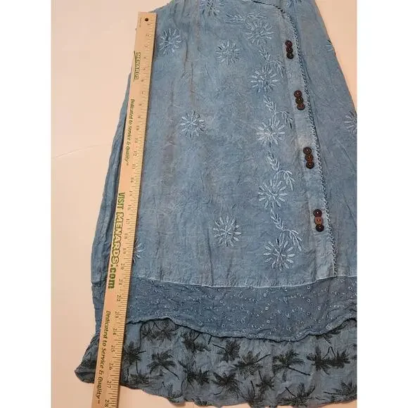 Raya Sun Chambray Swing Dress, Floral Embroidered, XL - Picture 5 of 6